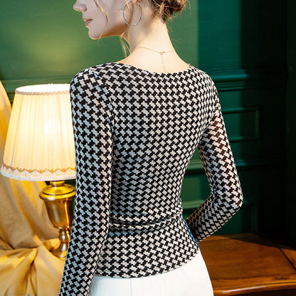 Dam Långärmad T-Shirt Geometriskt Mönster Polyester 2