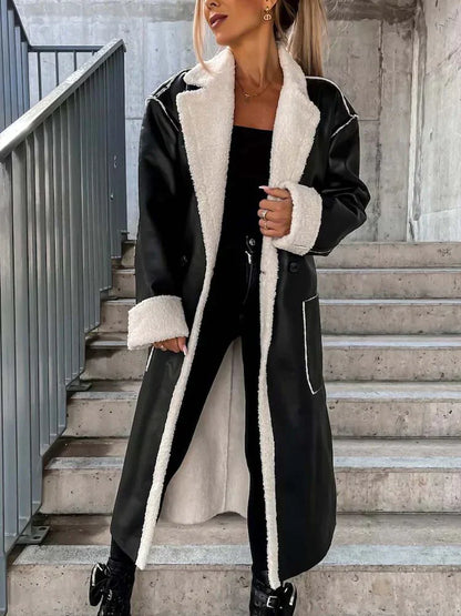Damjacka Vattentålig Vinterskinnjacka Elegant Högkvalitativ Skinnimitation-2