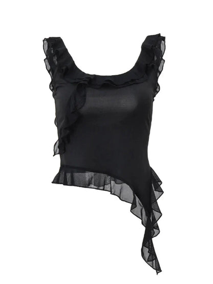 Dam Topp Ruffles Polyester För Festtoppar-3