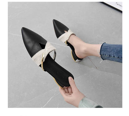 Dam Skor Mula Spetsig Design PU Slip-On-5