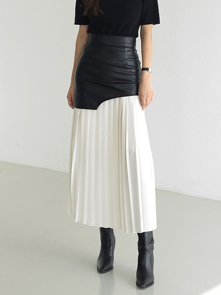 Variant image for Dam Midi Kjol Veckad Bomull Polyester Elegant Silhuett-2