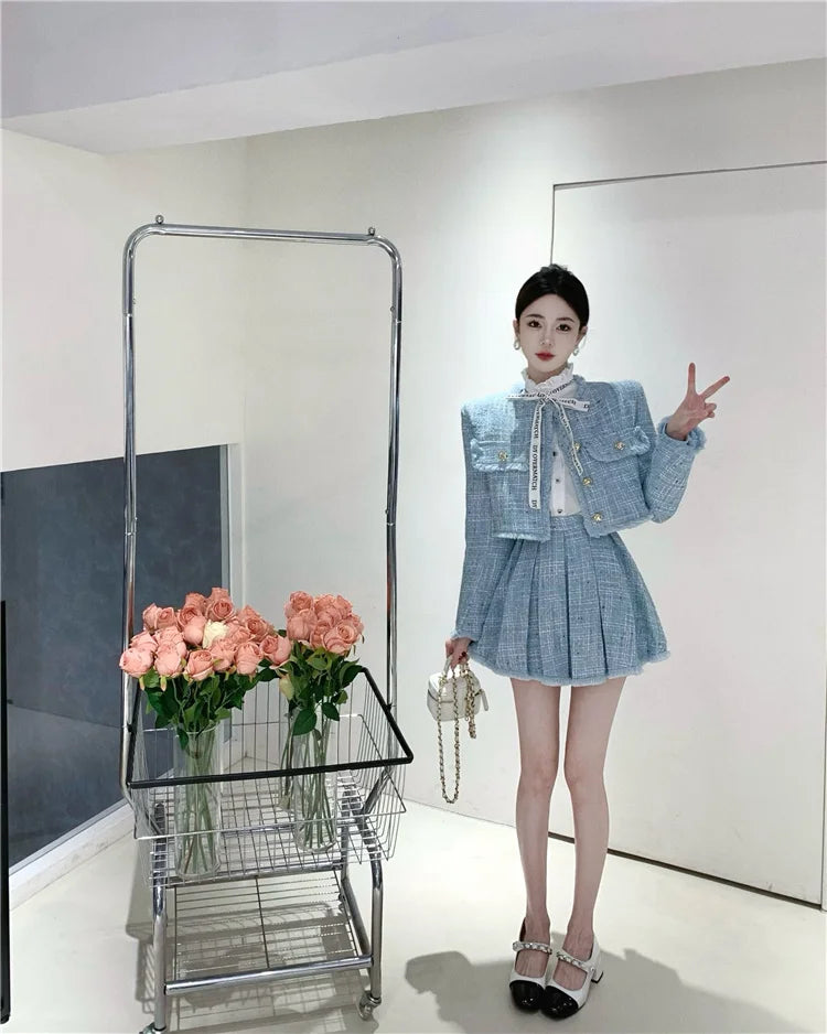 Dam Stenuppsättning Elegant Knappdesign Polyester Mikrofiber Ull-5