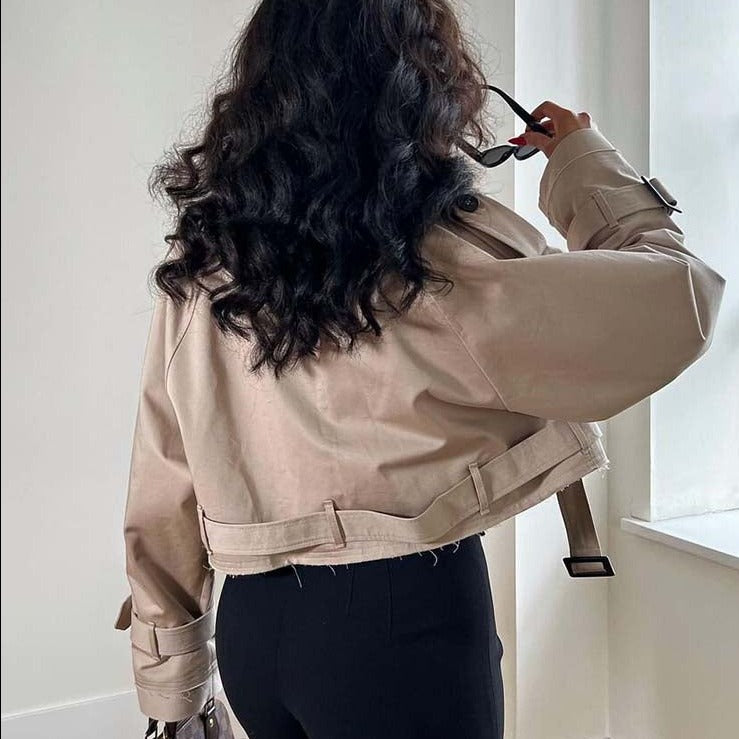 Dam Trenchrock Kort Modern Polyester-4