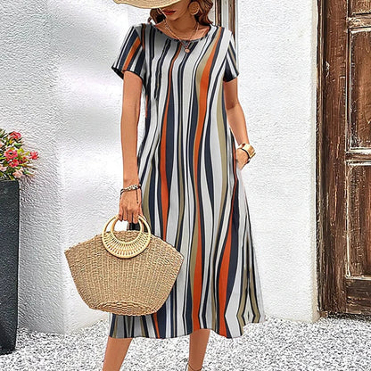 Dam Klänning Lätt Luftig Design 100% Bomull-4