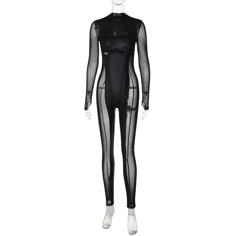 Variant image for Dam Jumpsuit Långärmad Transparent Mesh Polyester-1