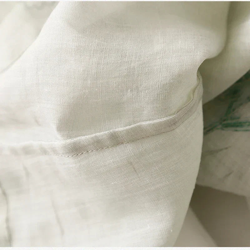 Kvinnors T-Shirt Kortärmad Bomulls- och Linneblandning-3