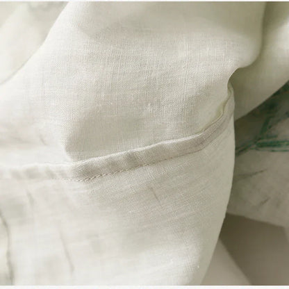 Kvinnors T-Shirt Kortärmad Bomulls- och Linneblandning-3