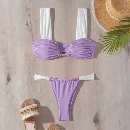 Dam Bikini Monokrom Trådlös Spandex Nylon 4