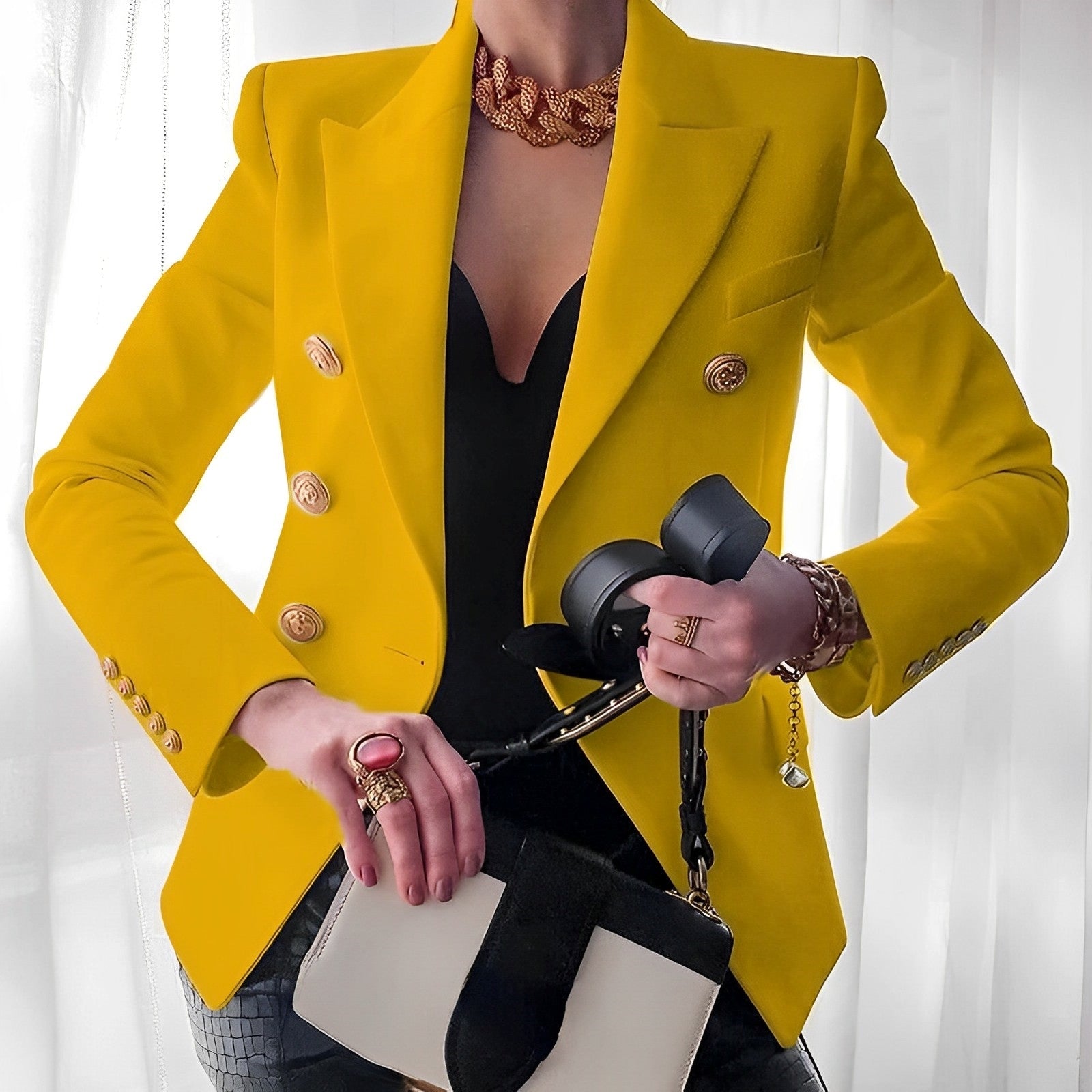 Elegant Kvinnors Blazer i Högkvalitativ Polyester - Perfekt Passform för Vardag och Formella Tillfällen 4