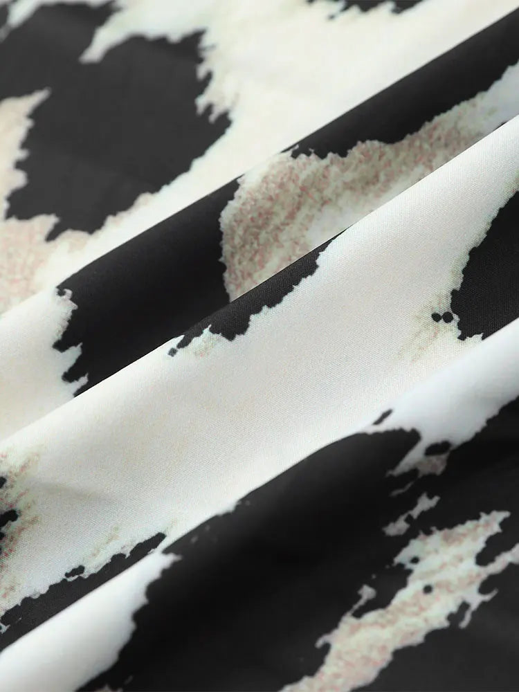 Dam Klänning Leopardmönster Tre Kvart Ärmar Löst Snitt Luftigt Tyg-6