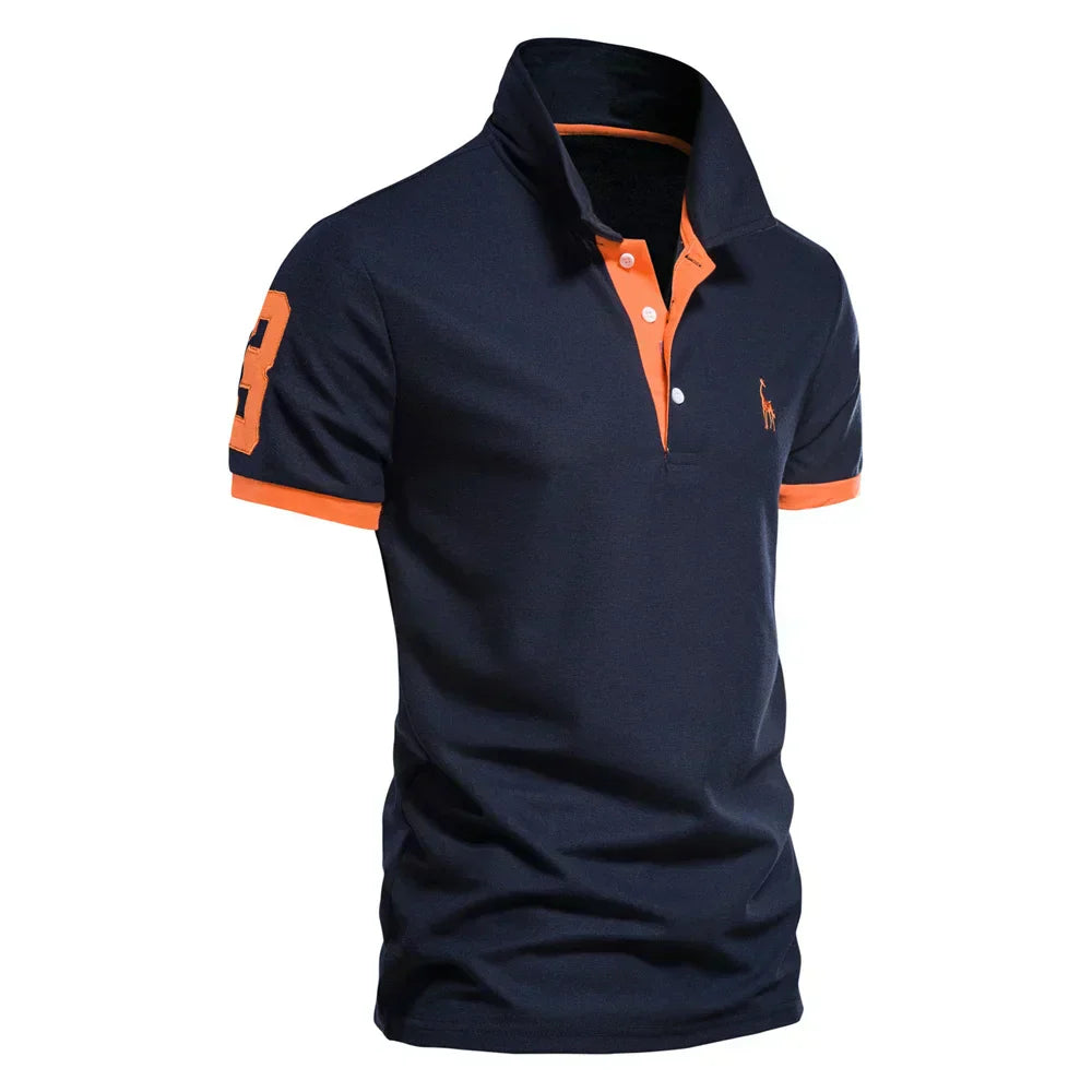 Herr Polo T-shirt Klassisk Stil Bomullsblandning-2