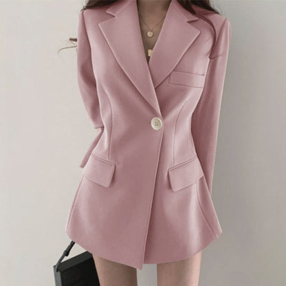 Kvinnors Blazer Klassisk Långärmad Bomull-6