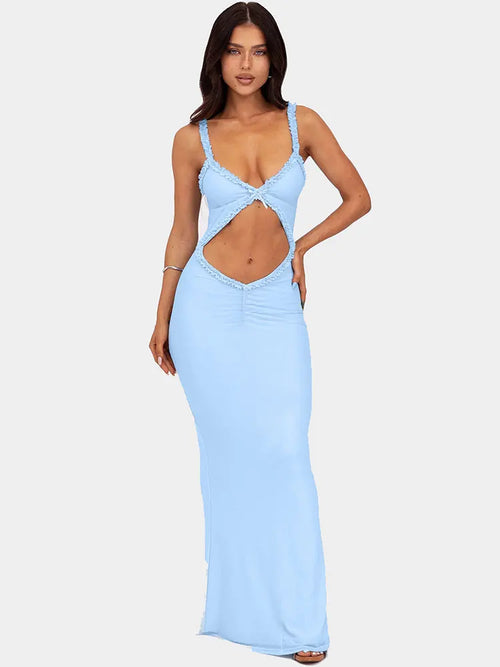 Kvinnors Lång Klänning V-Hals Figur-Kramande Polyester-1