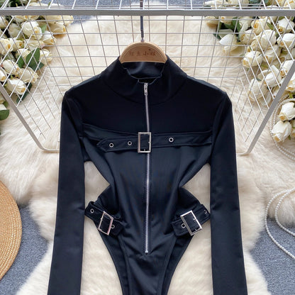 Dam Bodysuit Mjuk Polyester Smickrande Silhuett-3