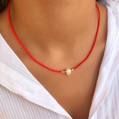 Dam Halsband Handgjort med Sötvattenpärlor Elegant Justerbar Längd 4