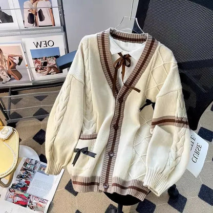 Variant image for Lång Kofta Dam Geometrisk Design Polyester V-hals-2