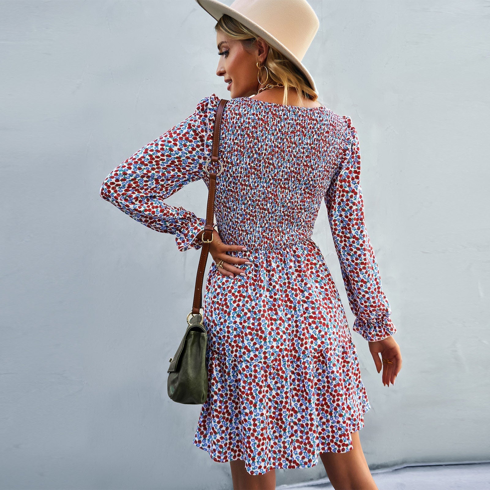 Dam Klänning Flare Avslappnad 100% Bomull-5