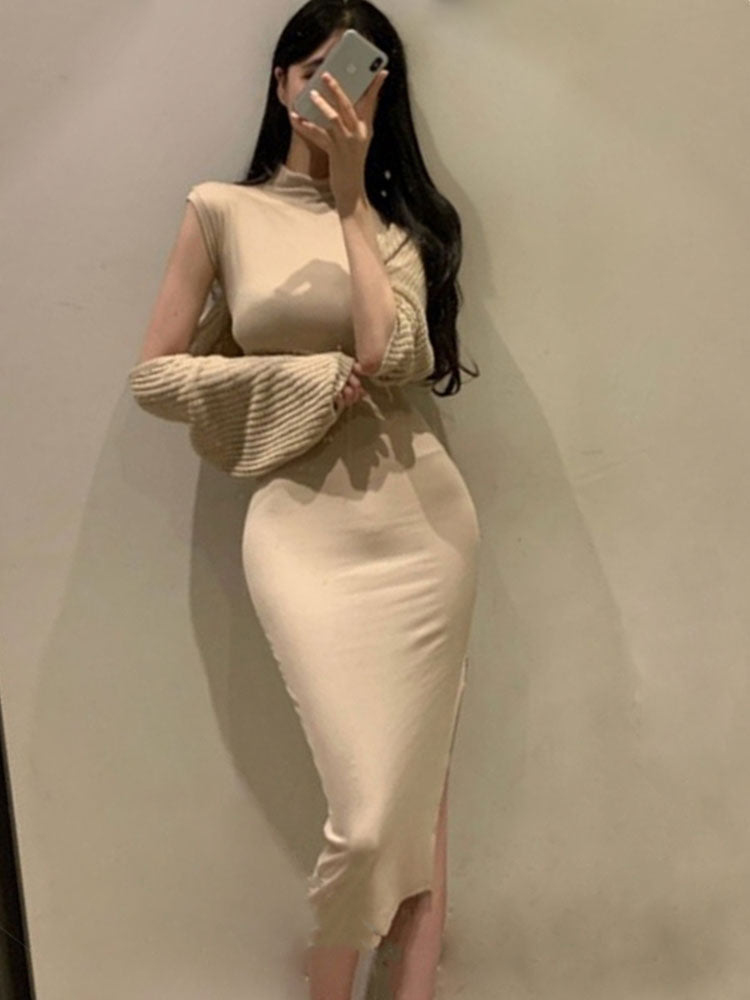 Kvinnors Midi Klänning Ärmlös Stretch Polyester 8