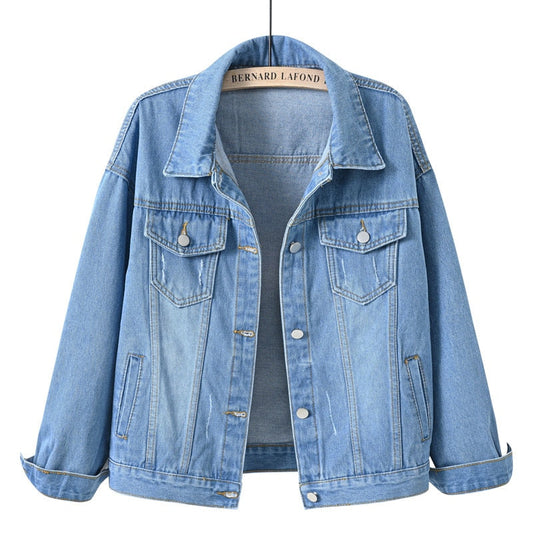 Dam Jeansjacka Vintage Avslappnad Denim-1