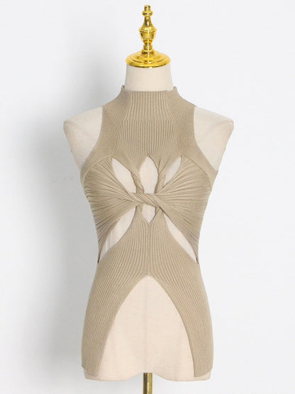 Topp för Dam i Bomull och Polyester med Klippta Detaljer – Trendig Tank Top för Träning och Avslappning 9