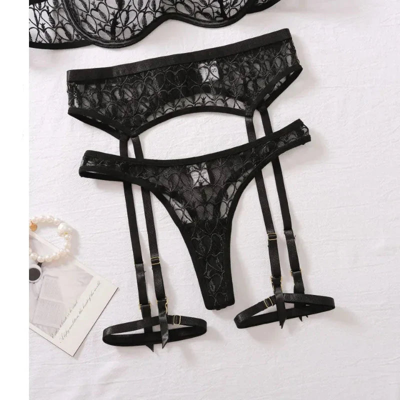 Damunderkläder Set Minimalistisk Polyester Snygga Underkläder Body-3
