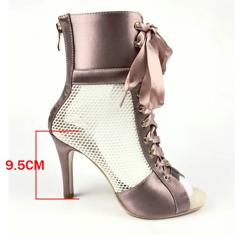 Dam Pumpskor Ankelrem Satin Gummisula-2