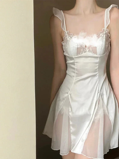 Dam Nattklänning Mini Polyester Stilren Design-5