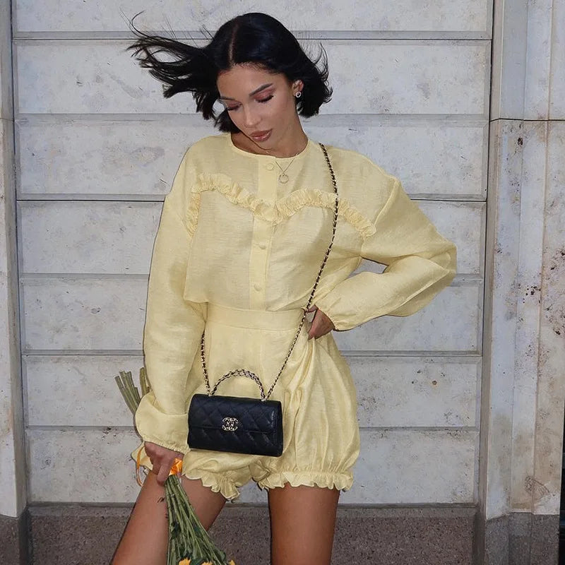 Dam Shorts Lätt Stretch Polyester Löst Snitt-4