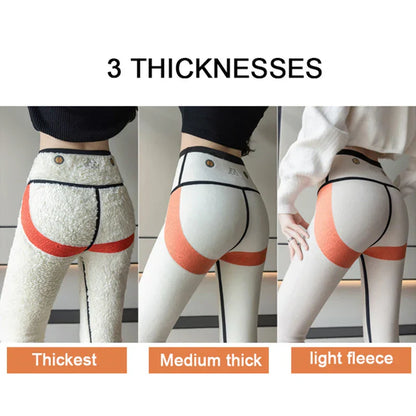 Damleggings Hög Midja Sömlös Fleece Stretchmaterial-5