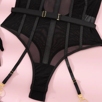 Elegant Dam Teddy med Metallringdekoration - Mjuk Elastisk Blend, Perfekt för Romantiska Tillfällen, Finns i S-XL 6