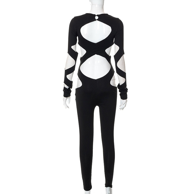 Kvinnors Jumpsuit Ihålig Design Polyester-6