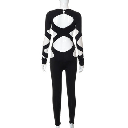 Kvinnors Jumpsuit Ihålig Design Polyester-6