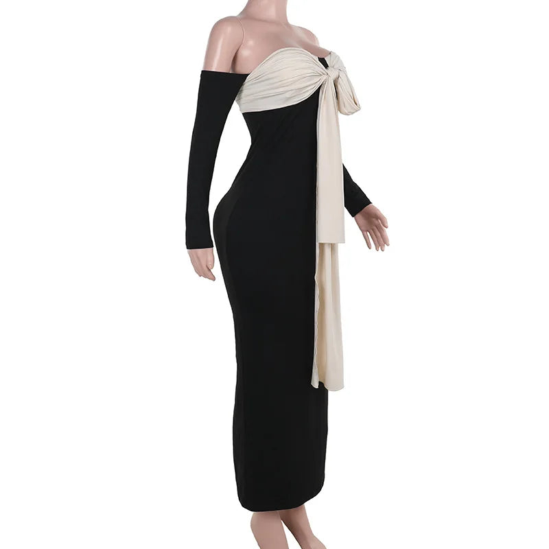 Dam Maxiklänning Patchwork Design Polyester och Bomull-5