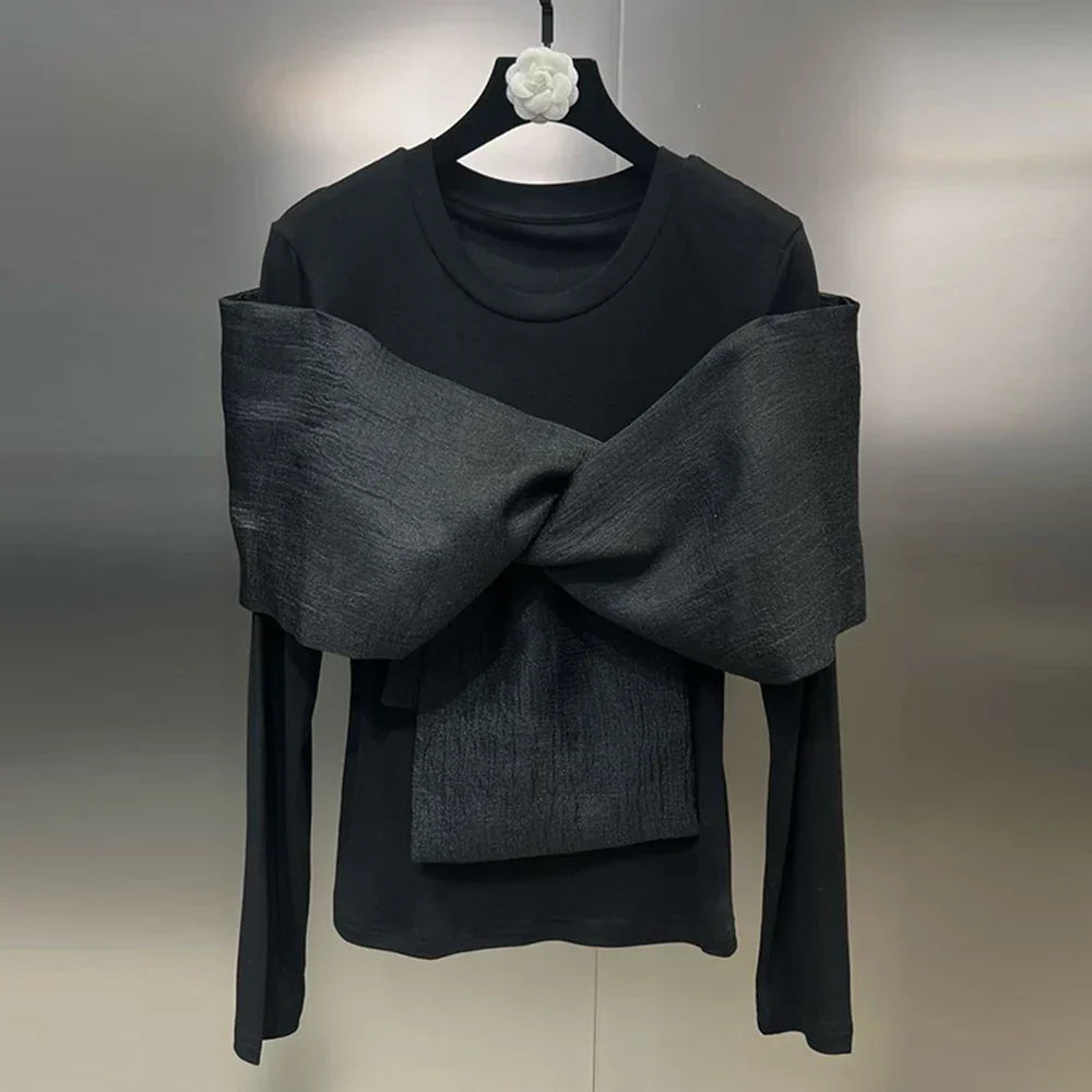 Variant image for Herr T Shirt Monokrom Långärmad Blandning av Bomull och Polyester-1