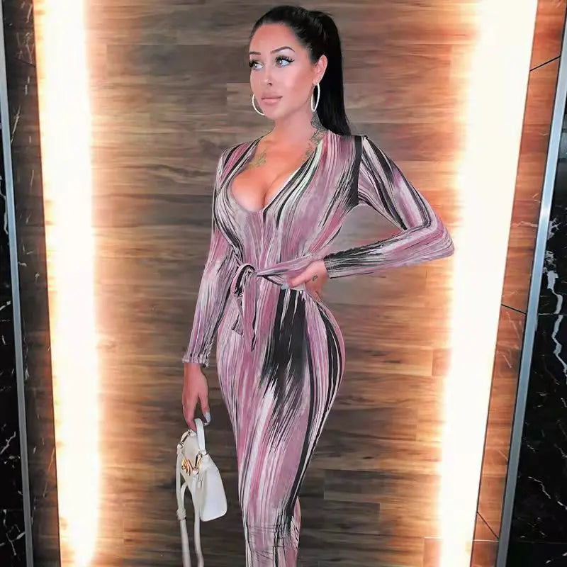 Variant image for Kvinnors Midi Klänning V-ringning Polyester Skräddarsydd-61