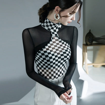 Blus Dam Turtleneck Carom Mönster Polyester-3