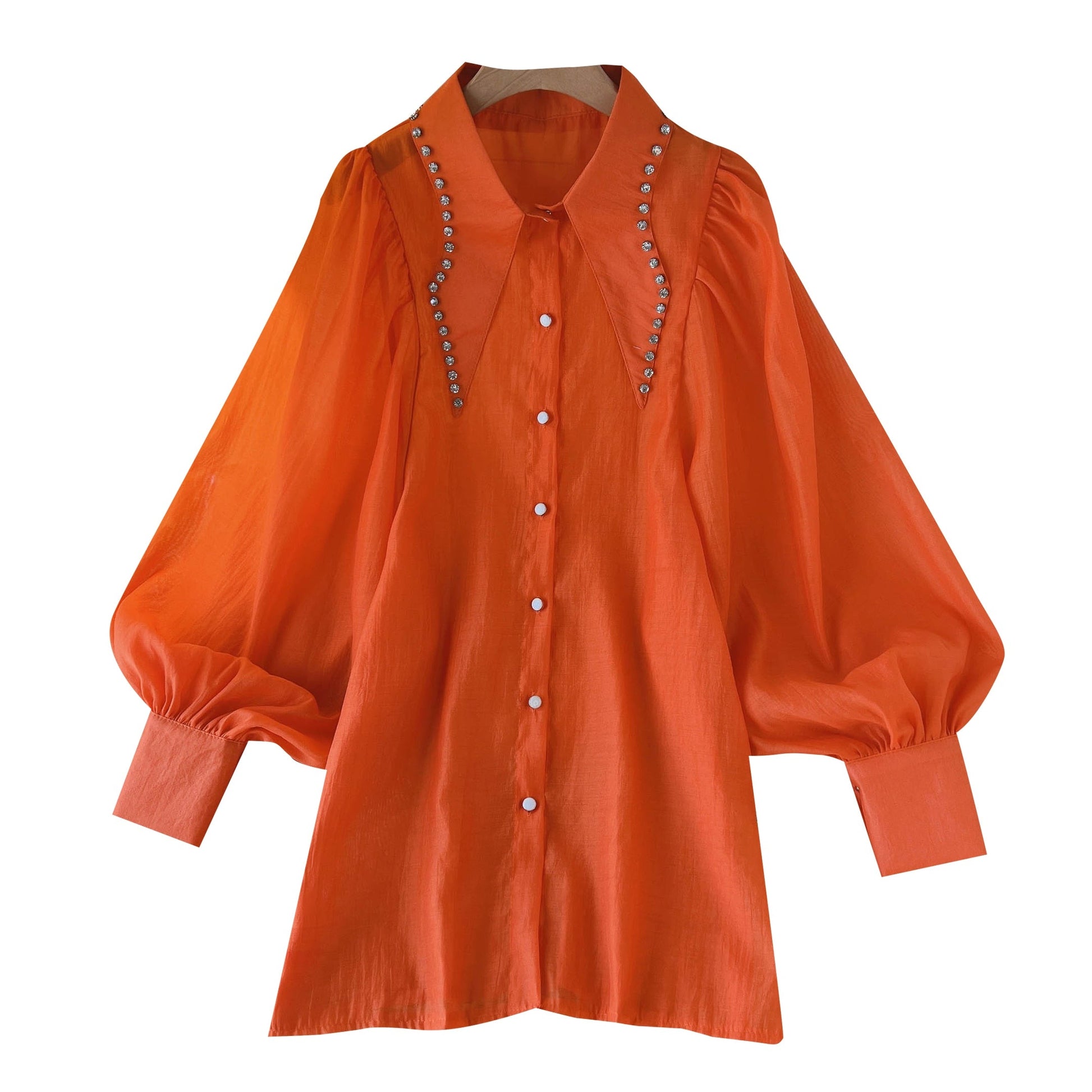 Kvinnors Blus Monokrom Chiffong med Klockärmar-2