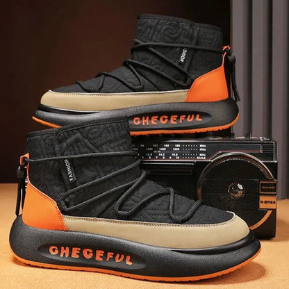 Herr High-Top Sneakers Quiltad Vinter Textil Syntet-5