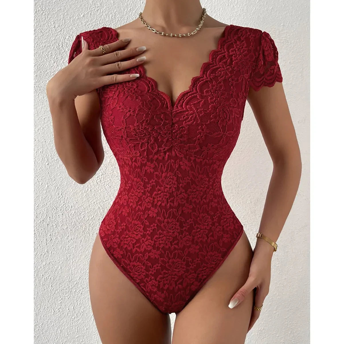Dam Bodysuit V-hals Slim Fit Polyester Spandex-5
