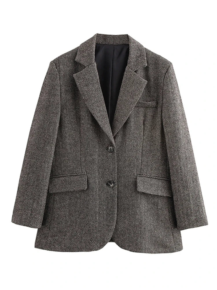 Dam Blazer Modern Reversibel Krage Elegant Polyester Viskos-3