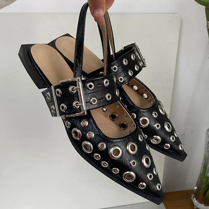 Dam Mules Bekväm PU Sandal Elegant Gummisula 5