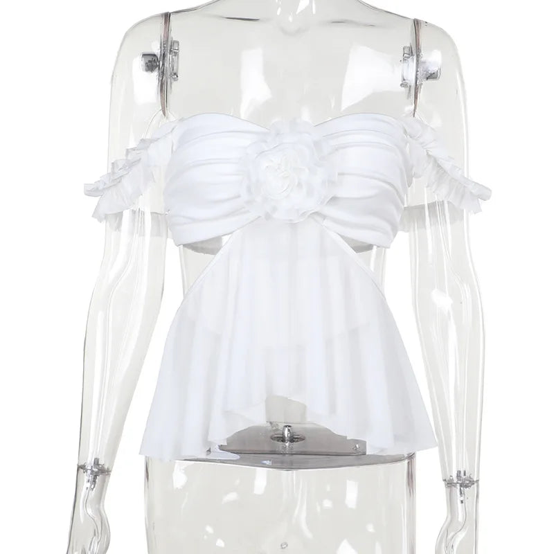 Kort Crop Top för Dam i Stretchigt Polyester – Enfärgad, Lätt och Bekväm Topp för Festliga Tillfällen 8