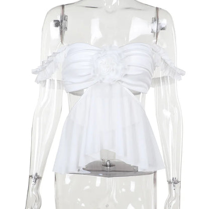 Kort Crop Top för Dam i Stretchigt Polyester – Enfärgad, Lätt och Bekväm Topp för Festliga Tillfällen 8