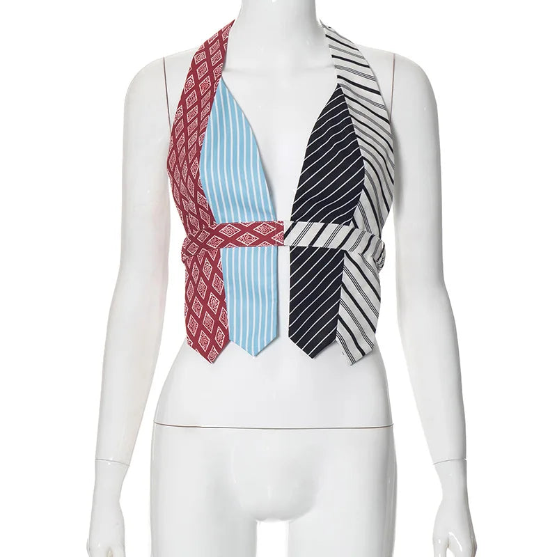 Variant image for Dam Festtopp Randig Spandex Med Snygg Ryggdetalj-1