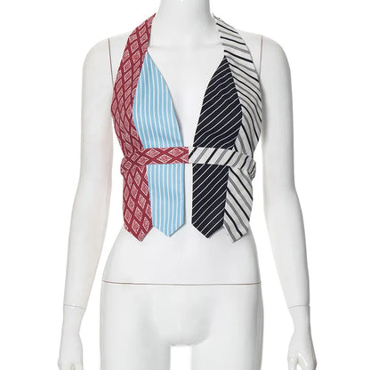 Variant image for Dam Festtopp Randig Spandex Med Snygg Ryggdetalj-1