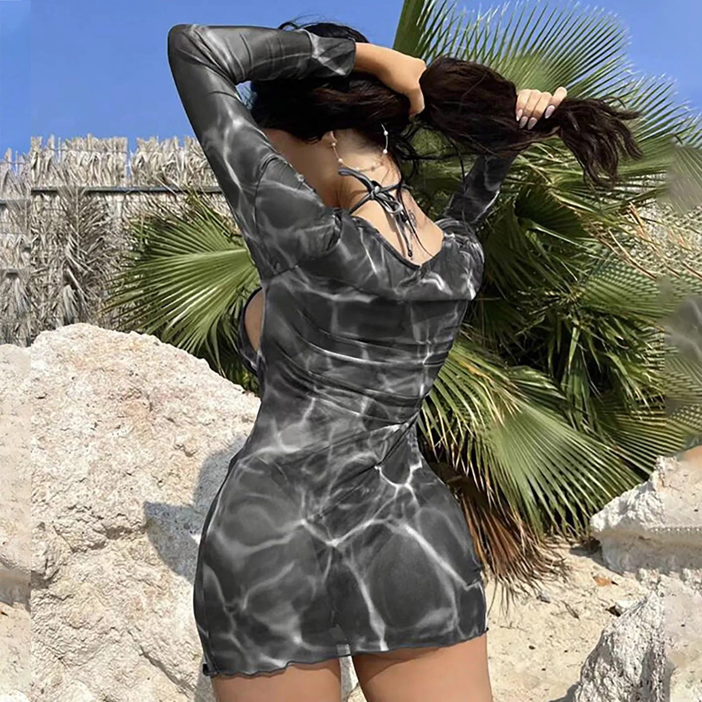 Kvinnors Miniklänning Undervattensmotiv Polyester-3