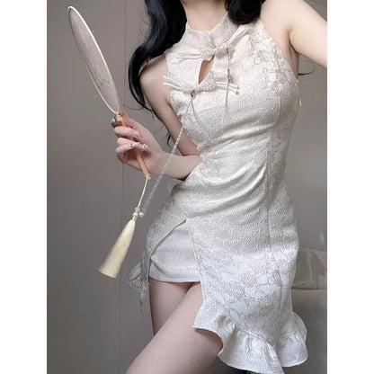 Kvinnors Mini Klänning A-Linje Spaghetti Band Polyester-1