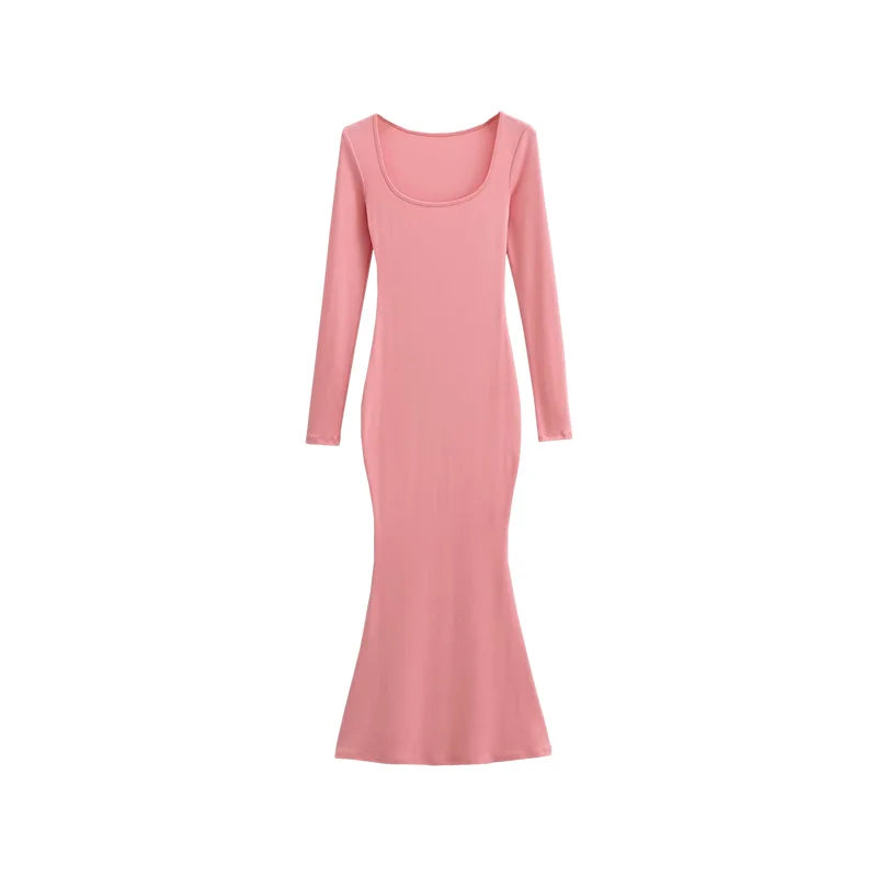 Dam Långklänning Tröjedesign Polyester och Bomull Fullängd-5