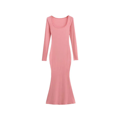 Dam Långklänning Tröjedesign Polyester och Bomull Fullängd-5