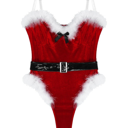 Kvinnors Teddykjol Sammet Julmotiv Hög Stretch-2